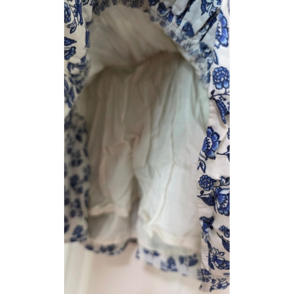 Janie and Jack Skirt Girls 10 Blue White Floral Smocked Tiered Ruffle Cotton - Picture 4 of 7